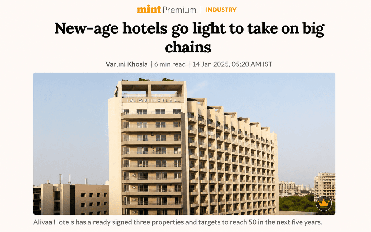 LiveMint Alivaa Hotels Article